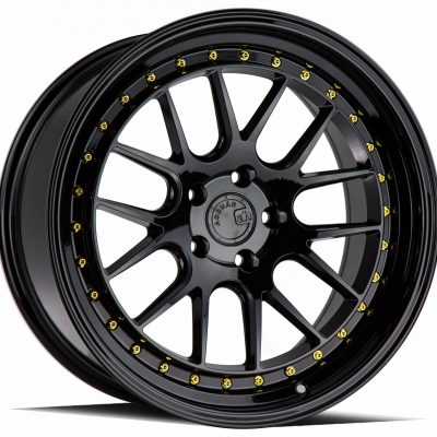 Aodhan DS06 Gloss Black w/ Gold Rivets 19x9.5 (+15) 5x114.3