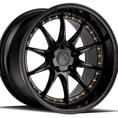 Aodhan DS07 Gloss Black w/ Gold Rivets 18x10.5 (+15) 5x114.3