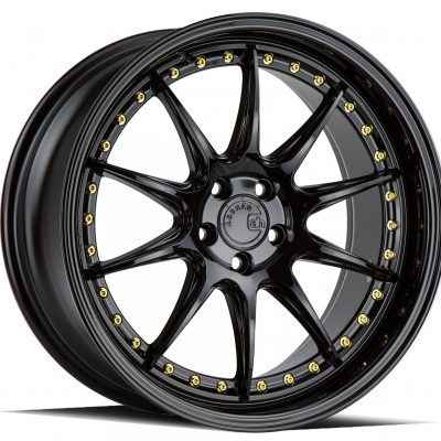 Aodhan DS07 Gloss Black w/ Gold Rivets 18x8.5 (+35) 5x114.3