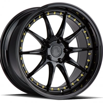Aodhan DS07 Gloss Black w/ Gold Rivets 18x9.5 (+22) 5x114.3
