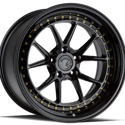 Aodhan DS08 Gloss Black w/ Gold Rivets 18x10.5 (+15) 5x114.3