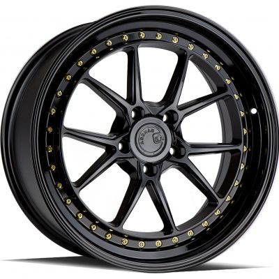 Aodhan DS08 Gloss Black w/ Gold Rivets 19X9.5 (+30) 5X114.3