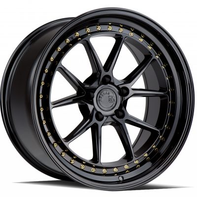 Aodhan DS08 Gloss Black w/ Gold Rivets 19x8.5 (+35) 5x114.3