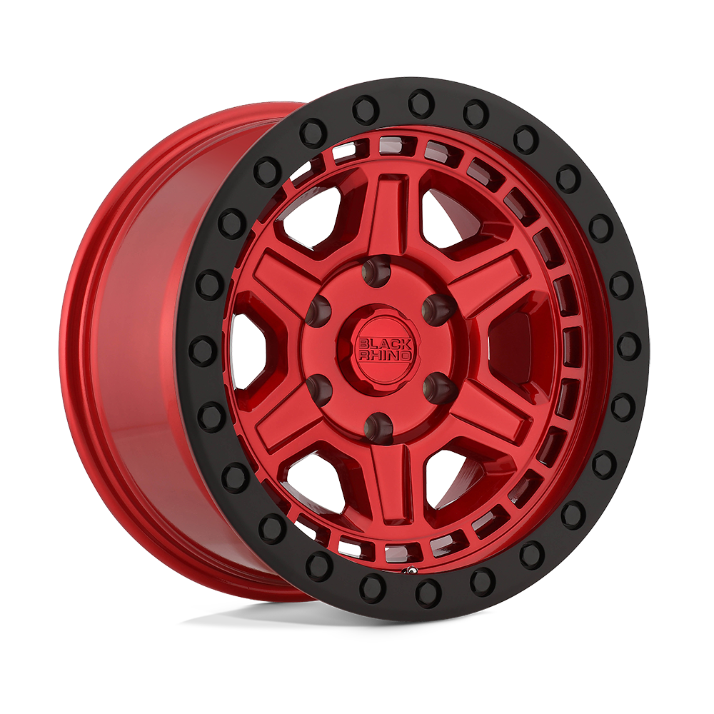 Black Rhino  Reno  Candy Red With Black Lip Edge & Black Bolts  20x9.5  (+12)  5x150