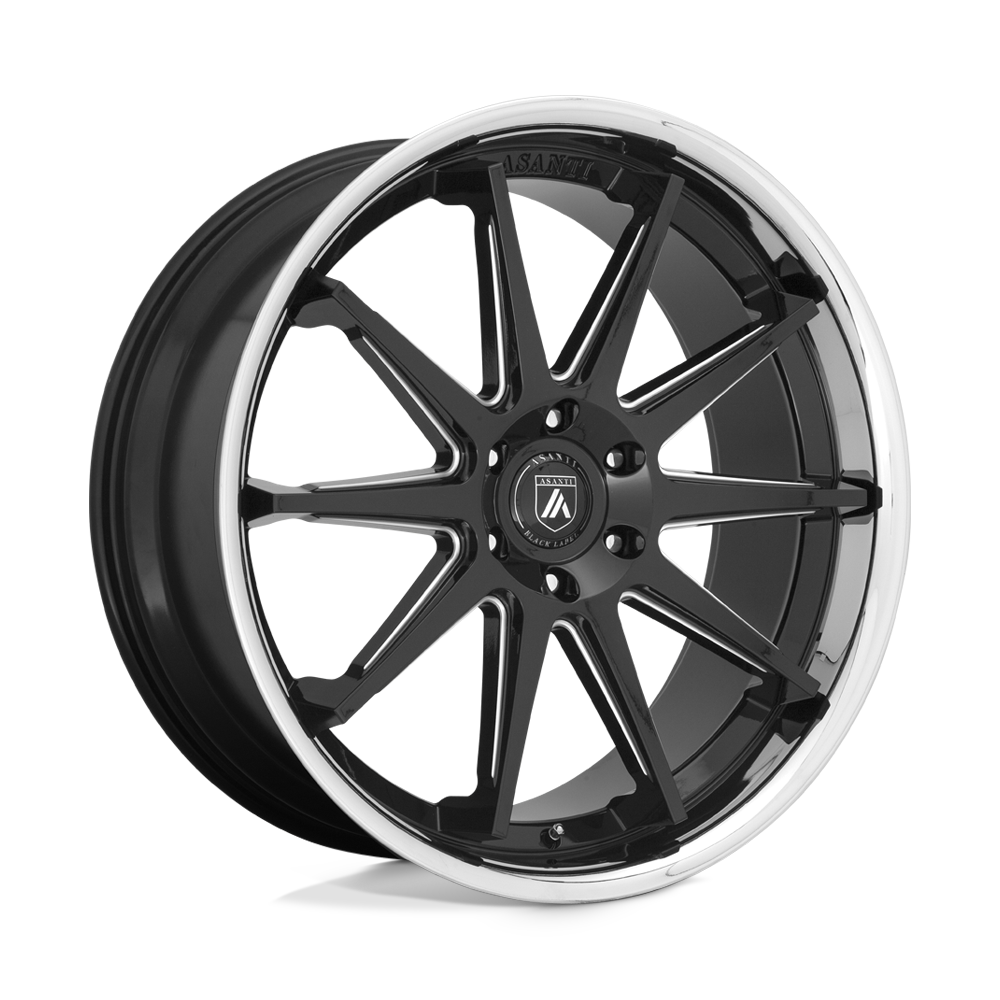 Asanti Black ABL-29 Emperor Gloss Black Milled With Chrome Lip 24x10 (+15) 6x139.7