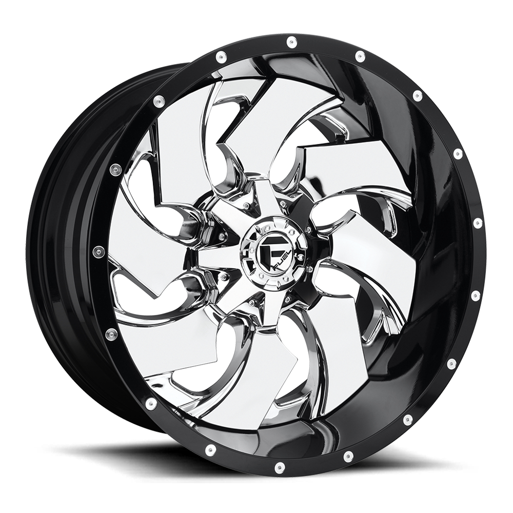 Fuel 2 Piece D240 Cleaver Chrome Plated Gloss Black Lip 20x12 (-44) 5x139.7/5x150