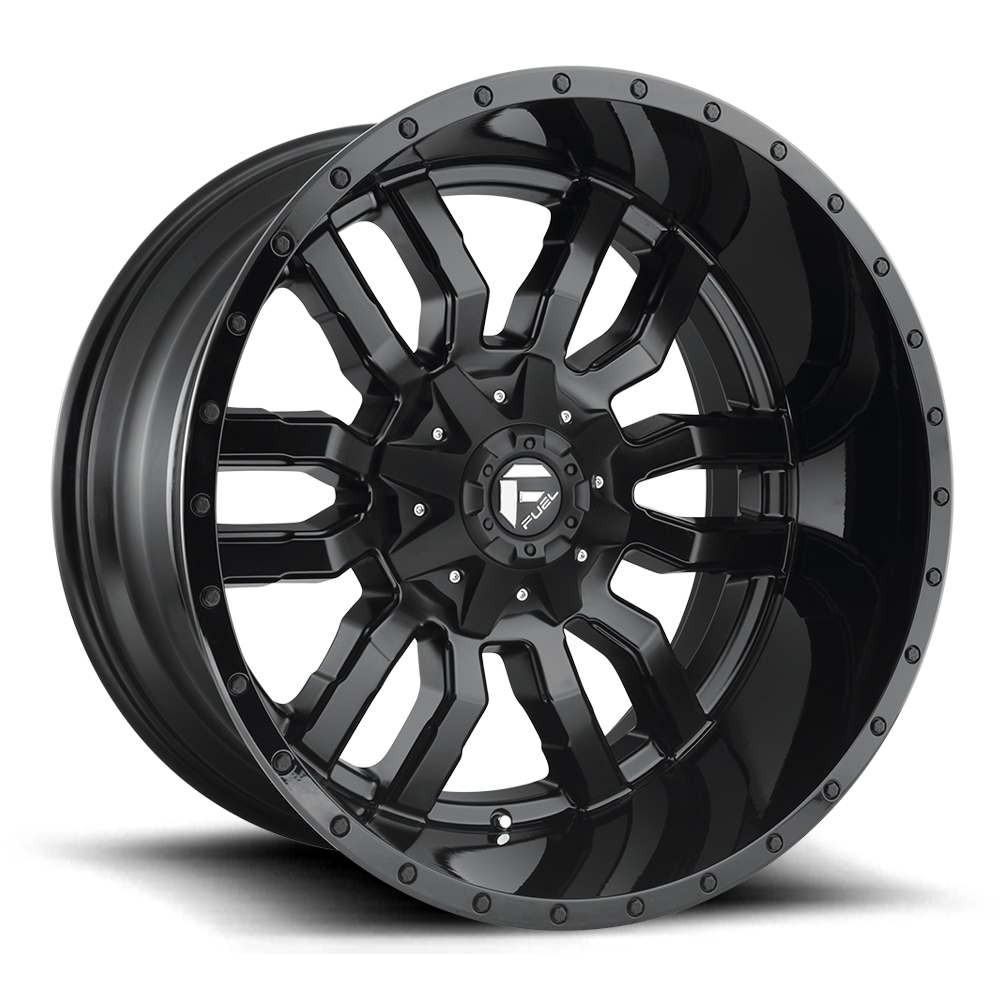 Fuel 1 Piece D596 Sledge Matte Black Gloss Black Lip 22x10 (+10) 8x170