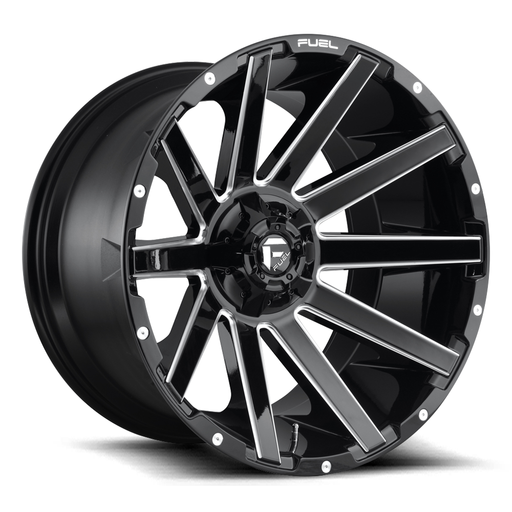 Fuel 1 Piece D615 Contra Gloss Black Milled 24x12 (-44) 8x180