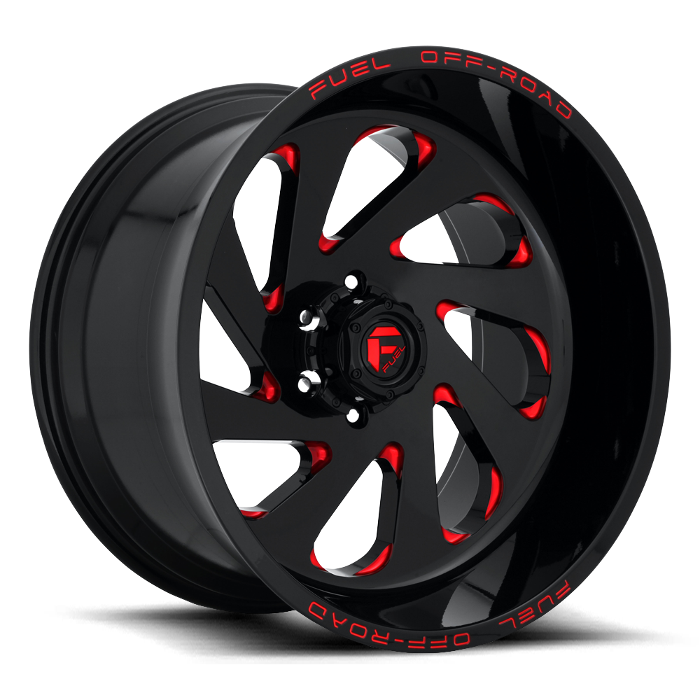 Fuel 1 Piece D638 Vortex Gloss Black Red Tinted Clear 20x12 (-44) 8x165.1