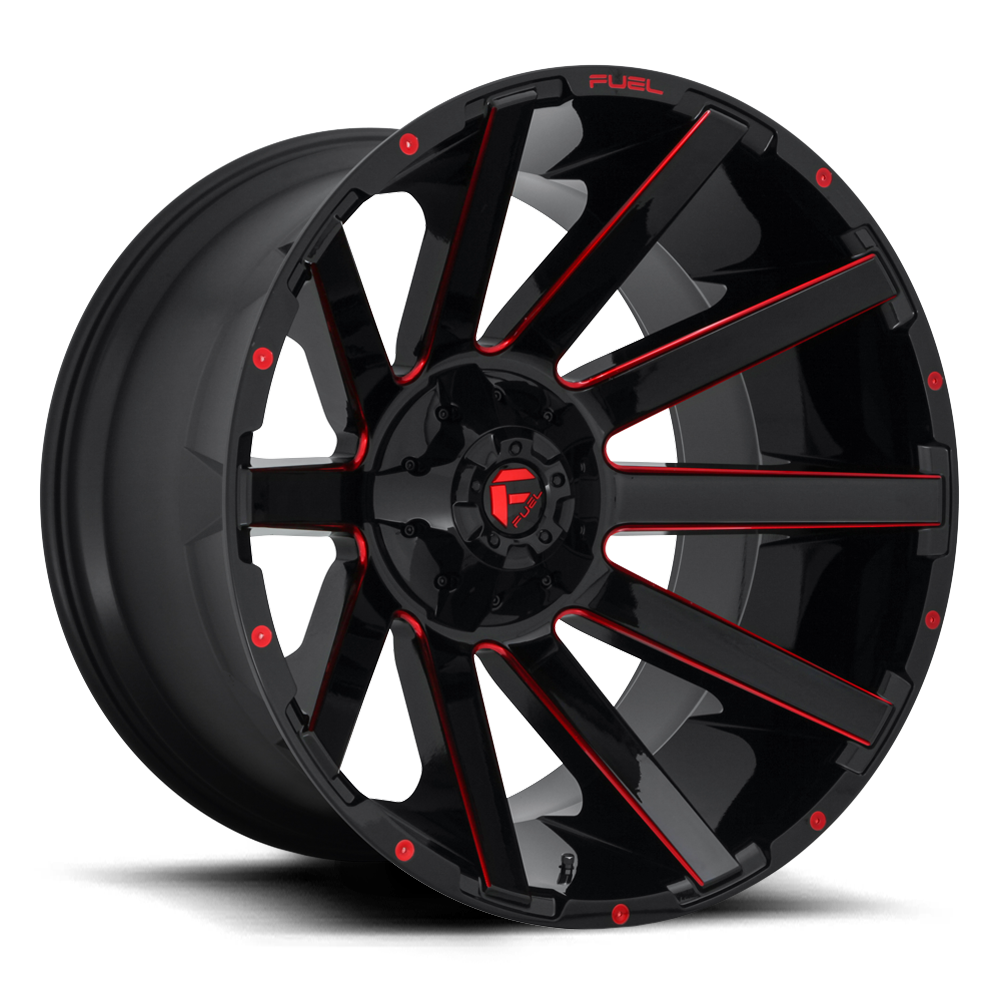 Fuel 1 Piece D643 Contra Gloss Black Red Tinted Clear 24x14 (-75) 8x180