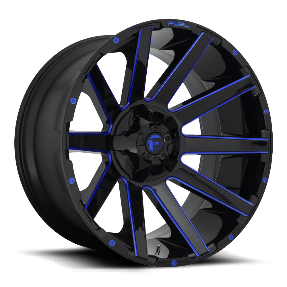Fuel 1 Piece D644 Contra Gloss Black Blue Tinted Clear 24x14 (-75) 6x135/6x139.7