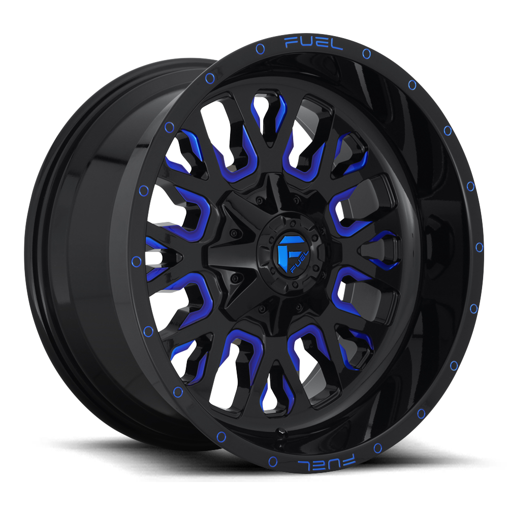 Fuel 1 Piece D645 Stroke Gloss Black Blue Tinted Clear 22x10 (-19) 6x135/6x139.7