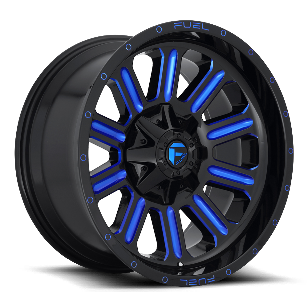 Fuel 1 Piece D646 Hardline Gloss Black Blue Tinted Clear 20x12 (-44) 8x165.1