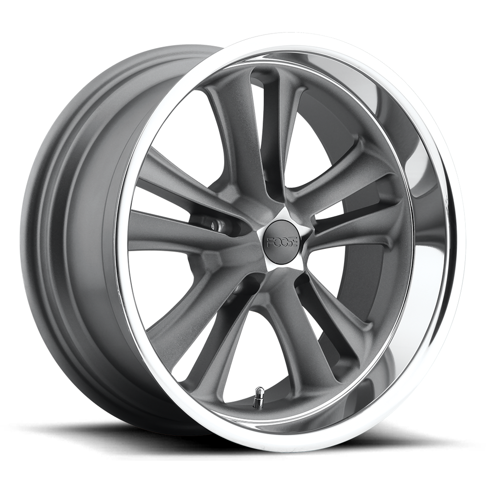 Foose 1 Piece F099 Knuckle Matte Gun Metal Machined 18x8 (+1) 5x114.3
