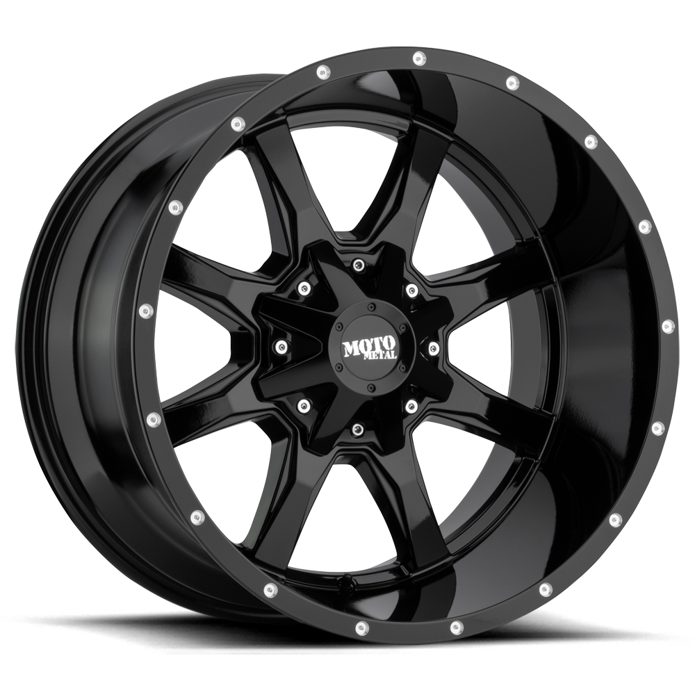 Moto Metal MO970 Gloss Black With Milled Lip 17x8 (+50) 6x130