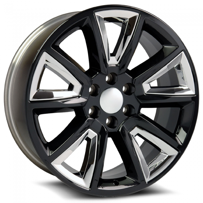 O.e. Revolution   C-08   22x9   6x139.7  +31 Cb 78.1  Gloss Black With Chrome Inserts