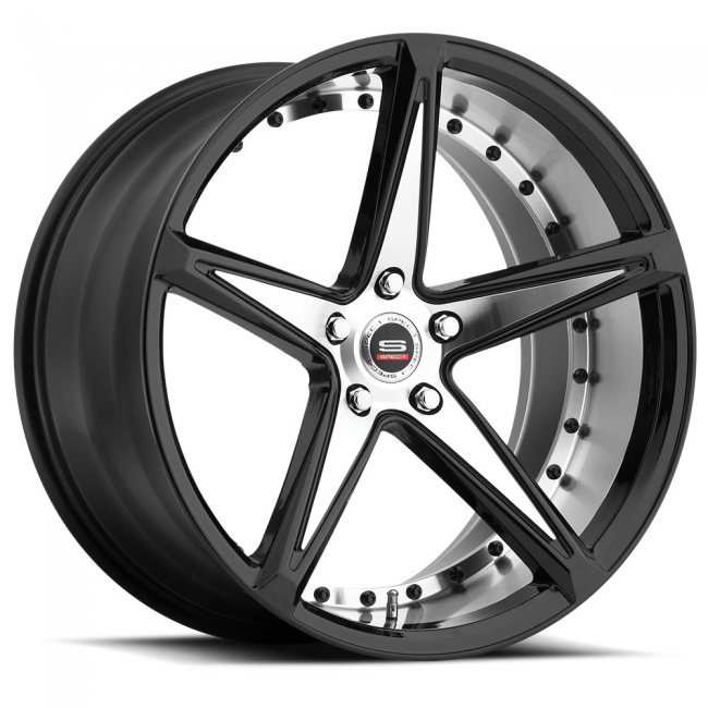 Spec-1 Monotec Spm-78 19x9.5 5x120 +20 Cb 73.1 Gloss Black Machined Black Rivets