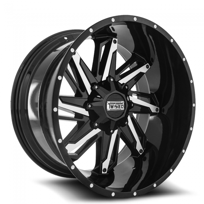 Twisted Off-road T-22 Razor 20x9 6x139.7 -12 Cb 108 Black Machined