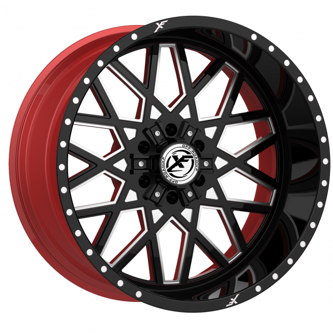 Xfx Flow Xfx-307 Gloss Black & Milled With Red Inner 24x12 (--44) 5x127