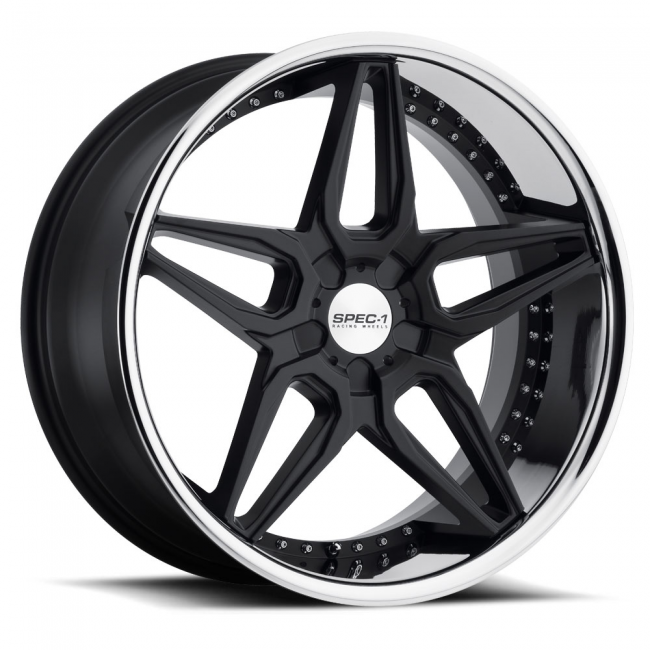 Spec-1 Luxury Ssl-301 22x10.5 Blank +20 Cb 57.1 Matte Black With Chrome Lip