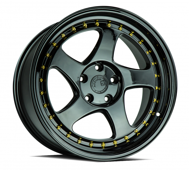 Aodhan AH01 Full Gloss Black (Gold Rivet) 18x9.5 (+30) 5x114.3 - Image 2