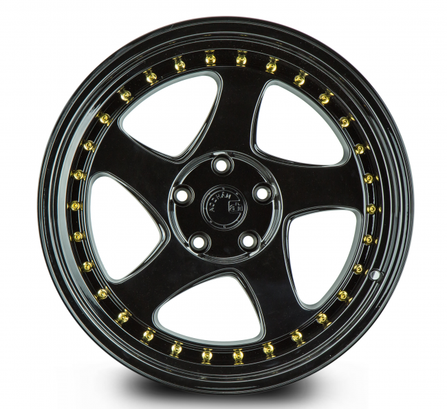Aodhan AH01 Full Gloss Black (Gold Rivet) 18x9.5 (+30) 5x114.3
