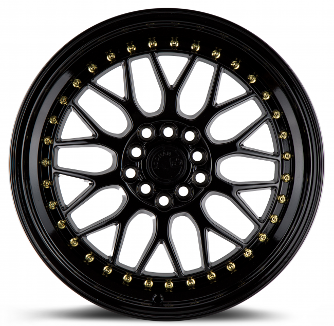 Aodhan AH02 Gloss Black (Gold Rivet) 17x8 (+35) 5x100/5x114.3