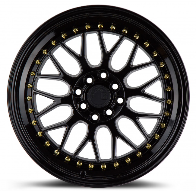 Aodhan AH02 Gloss Black (Gold Rivet) 17x8 (+35) 4x100/4x114.3