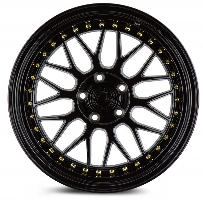 Aodhan AH02 Gloss Black (Gold Rivet) 18x8.5 (+35) 5x114.3
