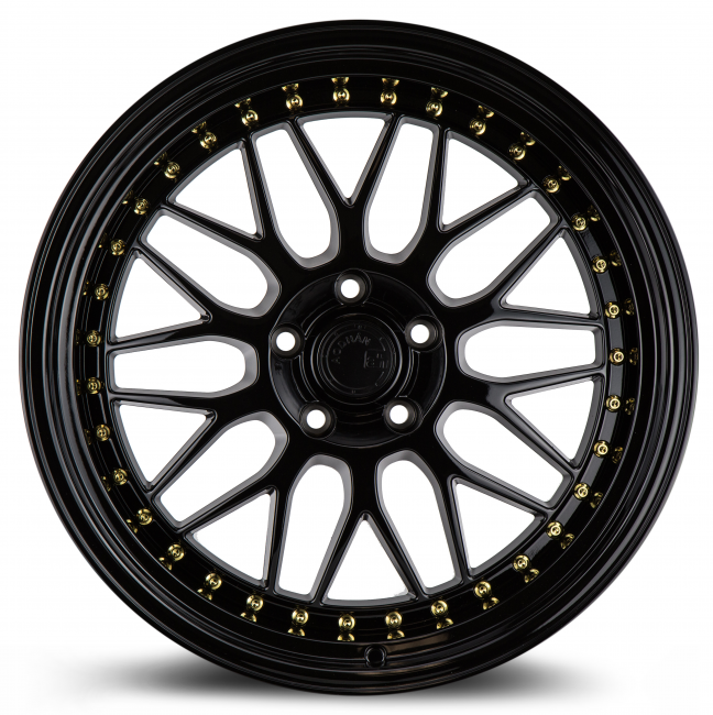 Aodhan AH02 Gloss Black (Gold Rivet) 19x9.5 (+12) 5x114.3
