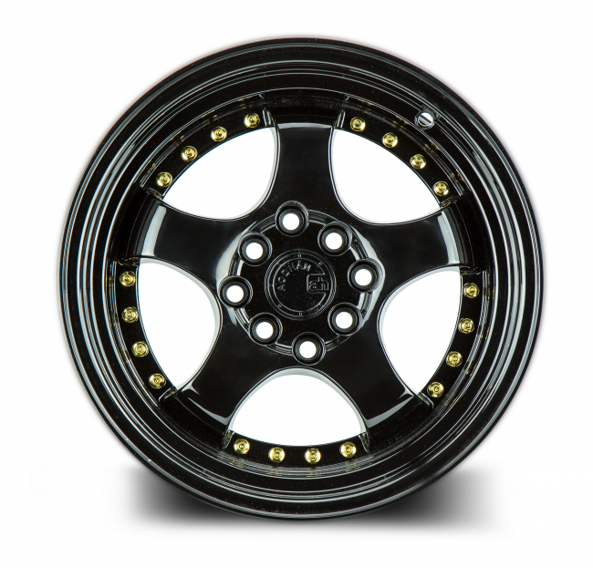 Aodhan AH03 Full Golss Black (Gold Rivet) 15x8 (+20) 4x100/4x114.3