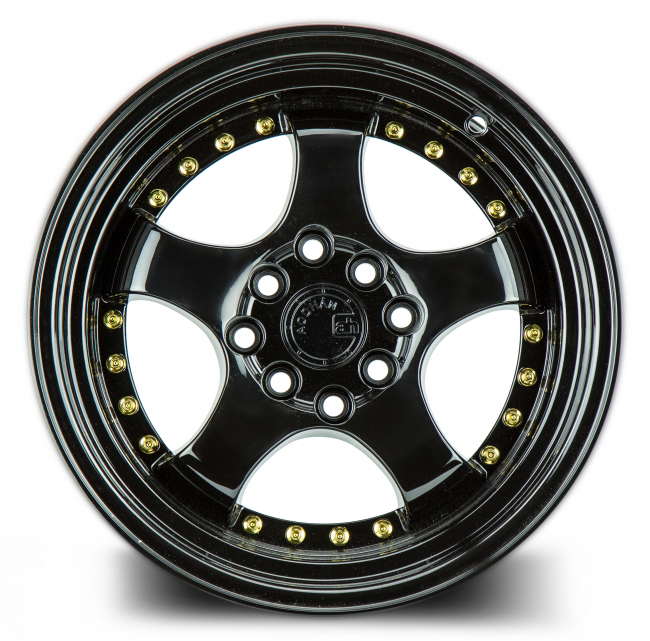 Aodhan AH03 Full Golss Black (Gold Rivet) 16x8 (+15) 4x100/4x114.3