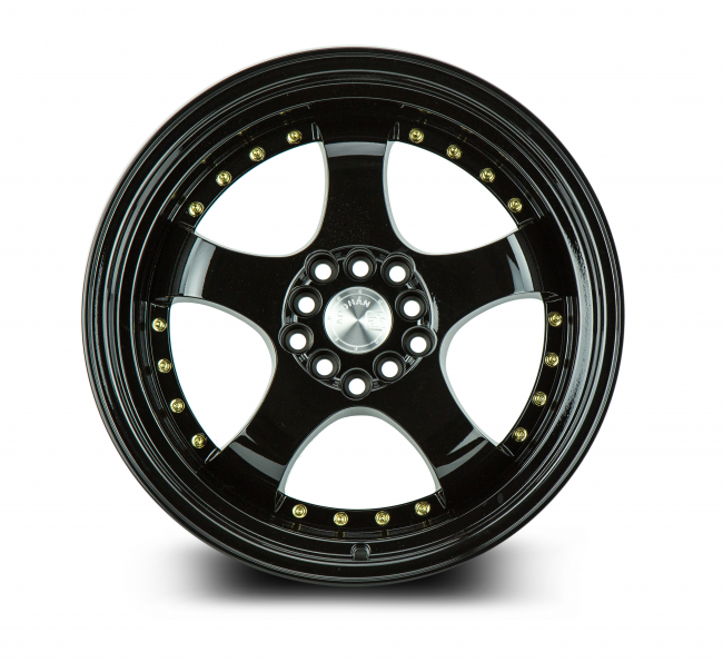 Aodhan AH03 Full Golss Black (Gold Rivet) 17x9 (+25) 5x100/5x114.3