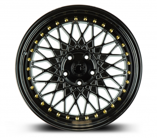 Aodhan AH05 Full Gloss Black (Gold Rivet) 18x8.5 (+35) 5x114.3