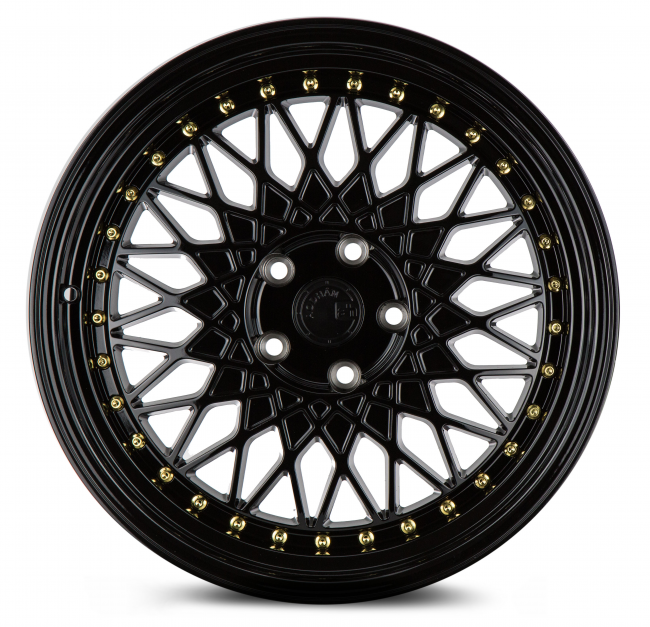 Aodhan AH05 Full Gloss Black (Gold Rivet) 18x9.5 (+35) 5x114.3
