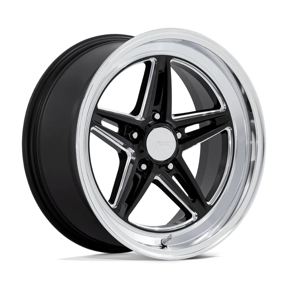 American Racing Vintage Vn514 Groove Gloss Black Milled With Diamond Cut Lip 18x10 (+12) 5x127