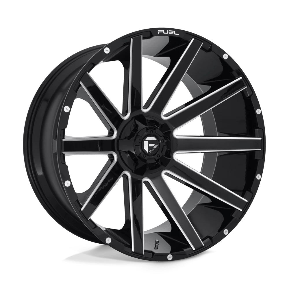Fuel 1pc D615 Contra Gloss Black Milled 24x12 (-44) 6x135/6x139.7