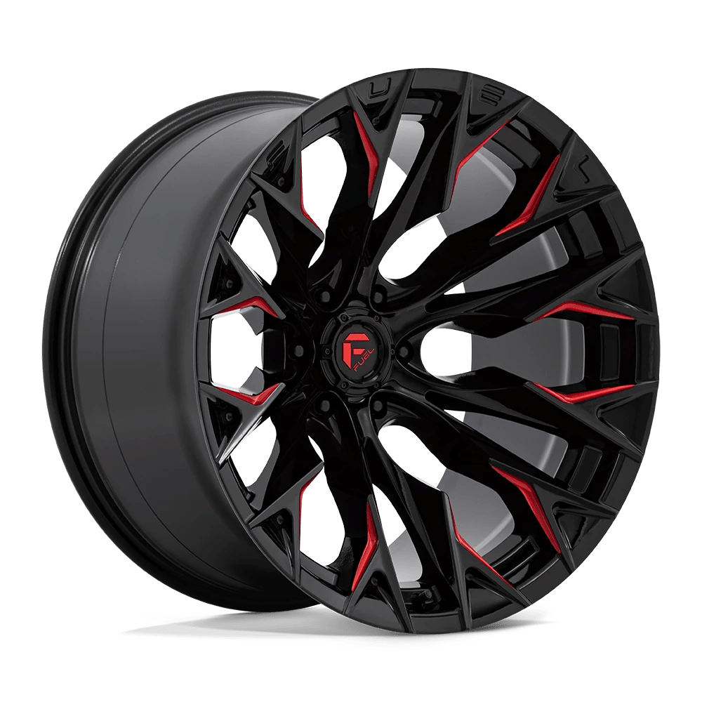 Fuel 1pc D823 Flame Gloss Black Milled With Candy Red 22x12 (-44) 6x139.7