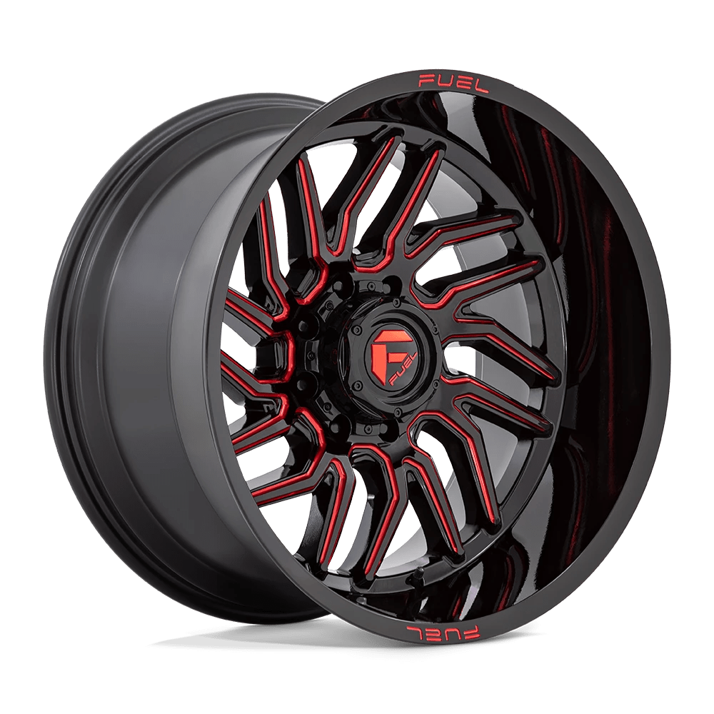 Fuel 1pc D808 Hurricane Gloss Black Milled Red Tint 22x12 (-44) 6x139.7