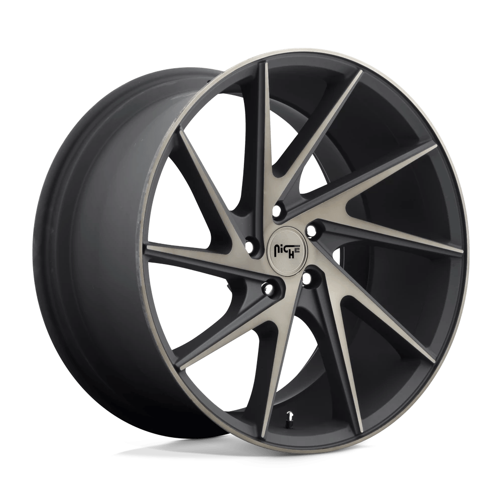 Niche 1pc M163 Invert Matte Black Machined Ring 20x10.5 (+45) 5x114.3