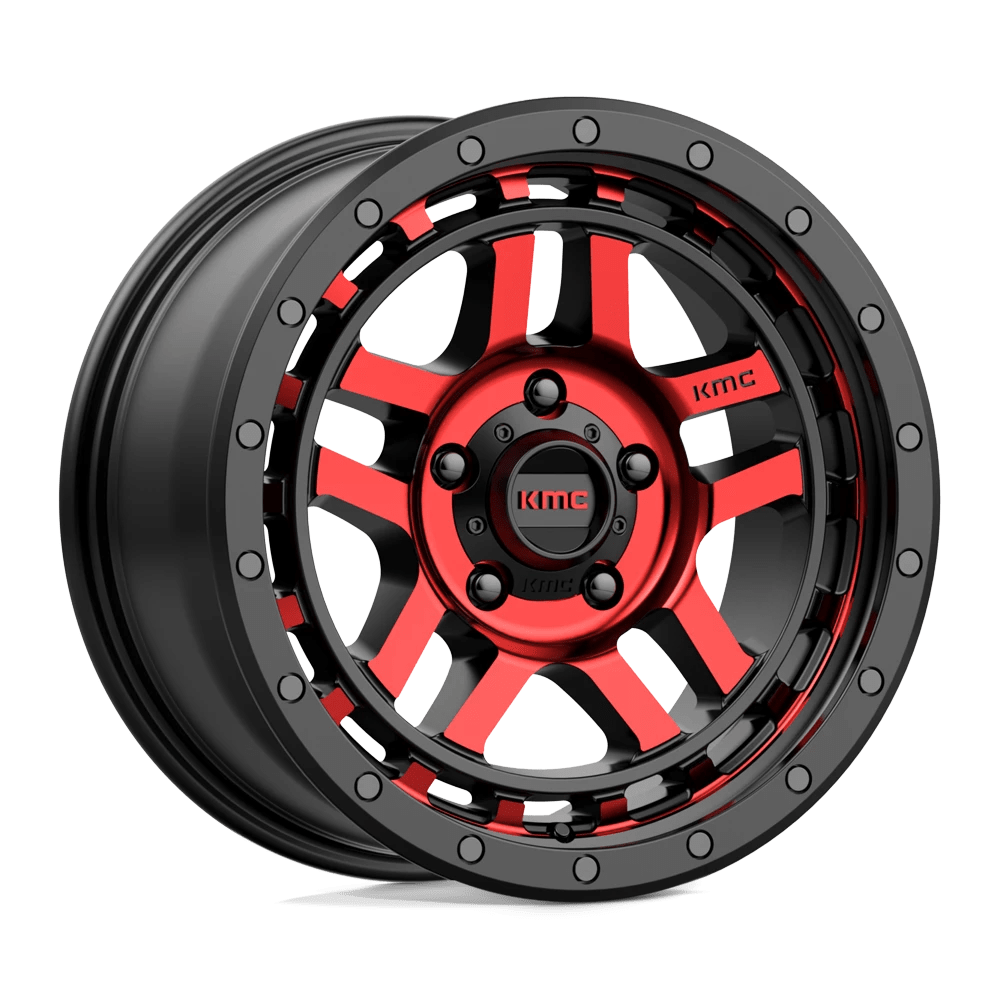 Kmc Km540 Recon Gloss Black Machined With Red Tint 17x8.5 (+18) 5x127
