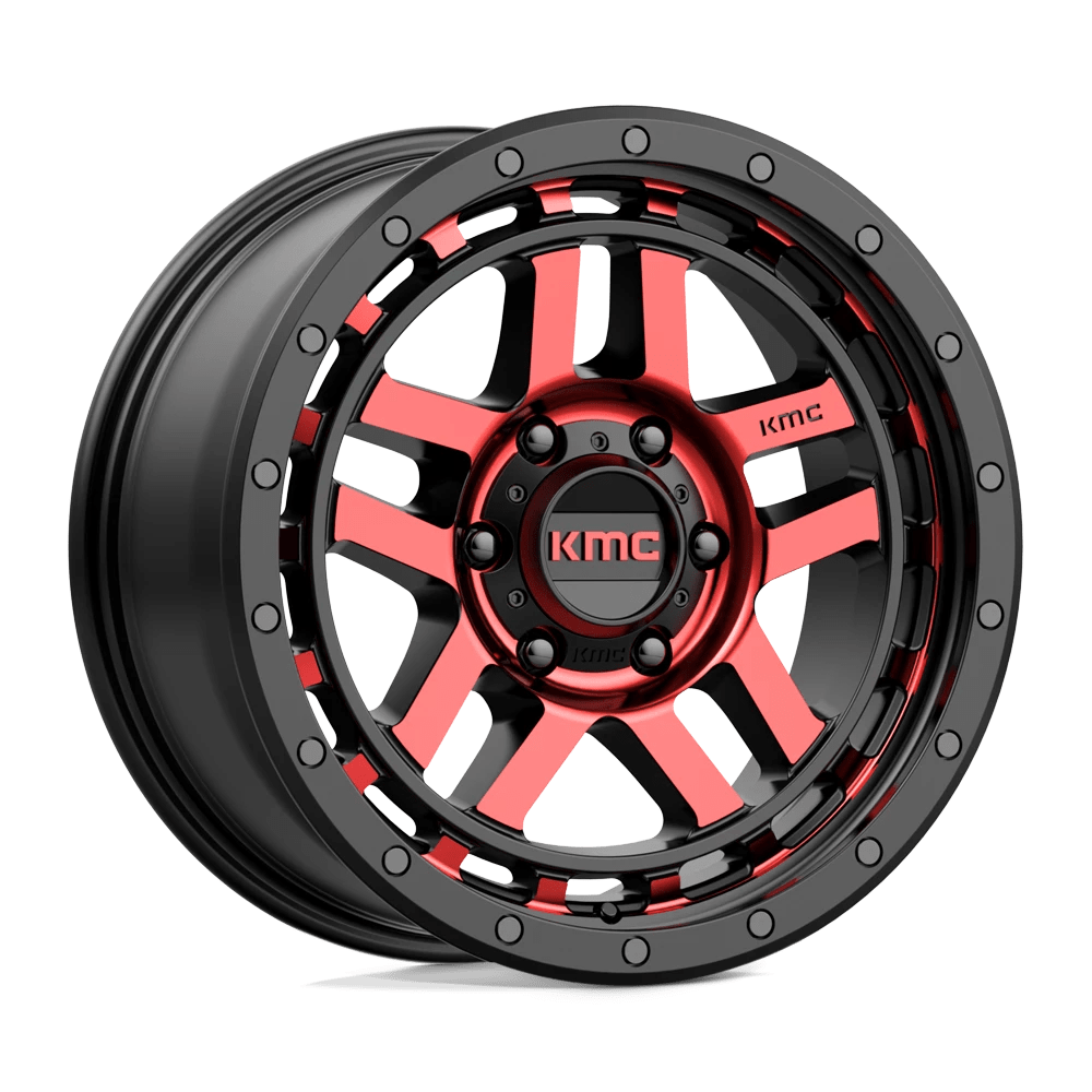 Kmc Km540 Recon Gloss Black Machined With Red Tint 18x8.5 (+18) 6x139.7