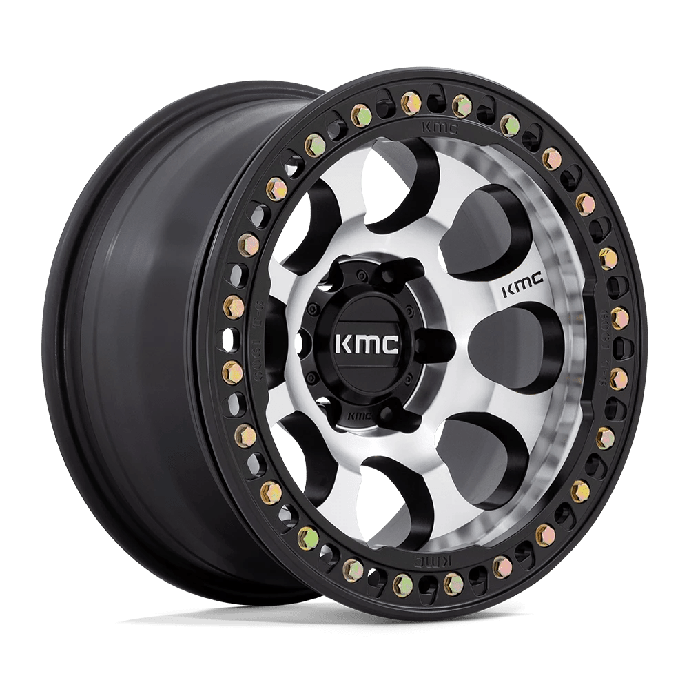 Kmc Km237 Riot Beadlock Machined Face Satin Black Windows With Satin Black Ring 17x8.5 (+0) 5x127