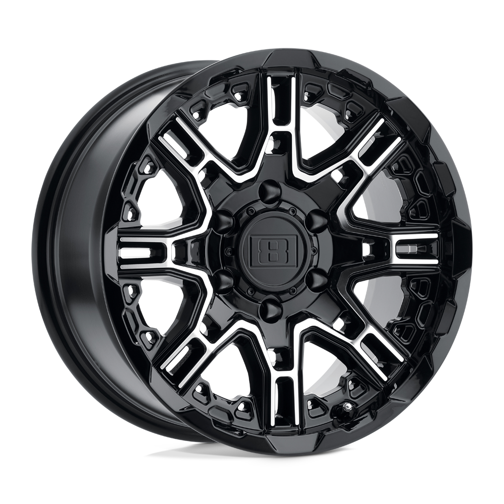 Level 8 Slingshot Gloss Black W/ Machined Face Big X Factor 20x9 (+10) 6x120