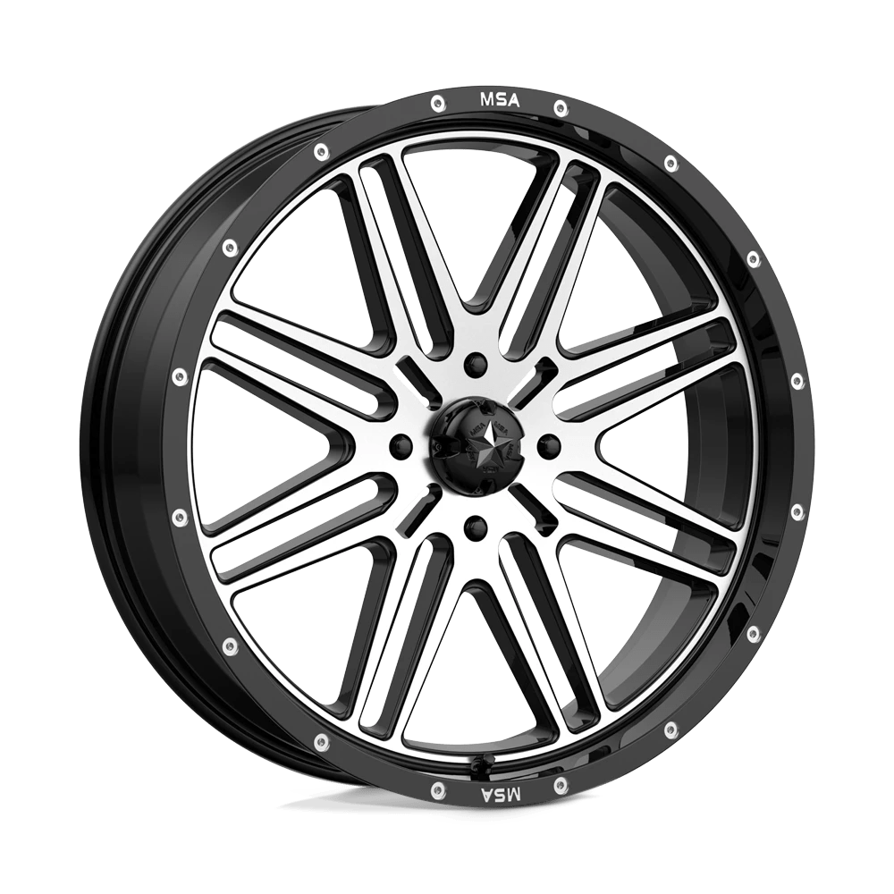 Msa Offroad Wheels M38 Brute Gloss Black Machined 22x7 (+10) 4x137