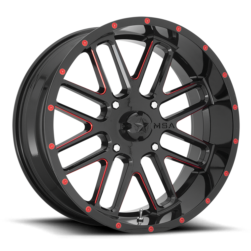 Msa Offroad Wheels M35 Bandit Gloss Black Milled With Red Tint 22x7 (+0) 4x137
