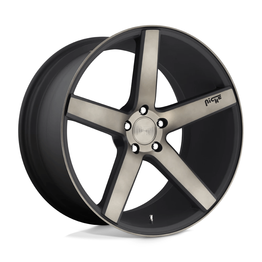 Niche 1pc M134 Milan Matte Black Machined With Double Dark Tint 22x10 (+50) 5x130
