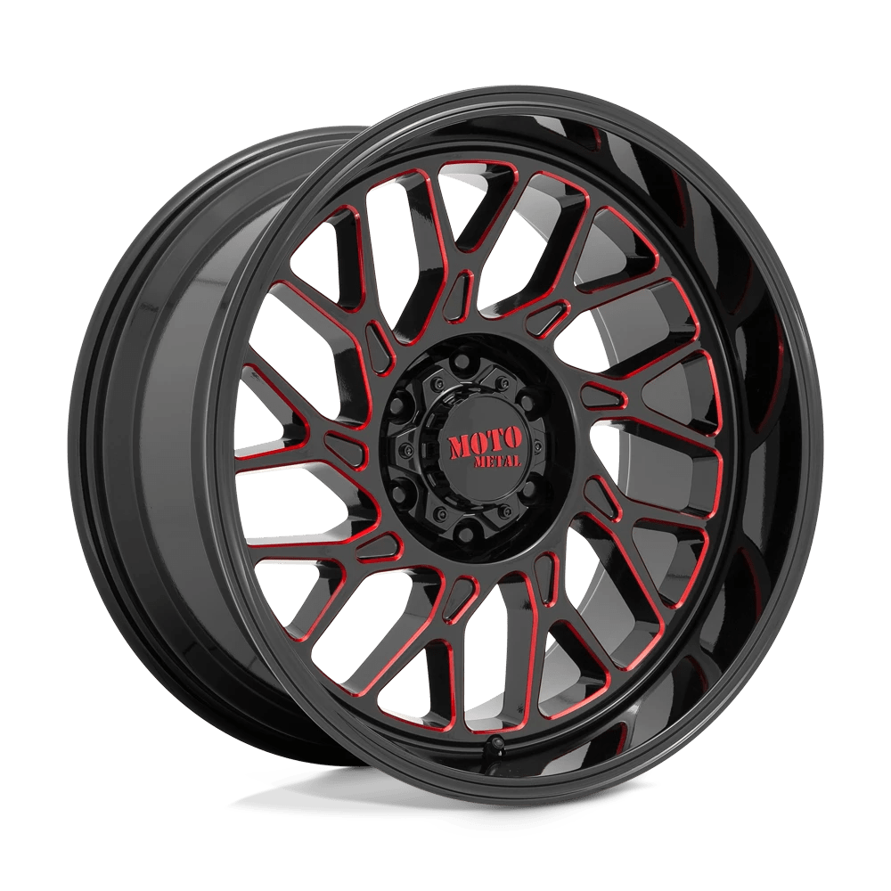 Moto Metal Mo805 Gloss Black Milled With Red Tint 22x10 (-18) 5x127