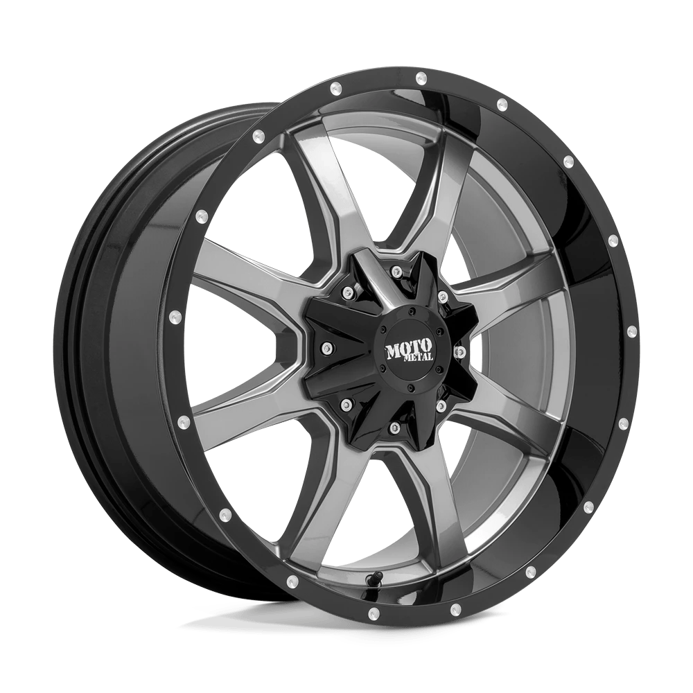 Moto Metal Mo970 Gloss Gray Center Gloss Black Lip 20x10 (-24) 5x127/5x139.7
