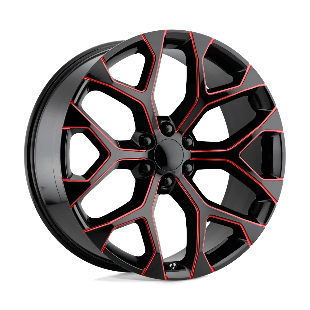 Performance Replicas Pr176 Gloss Black Red Milled 22x9 (+24) 6x139.7